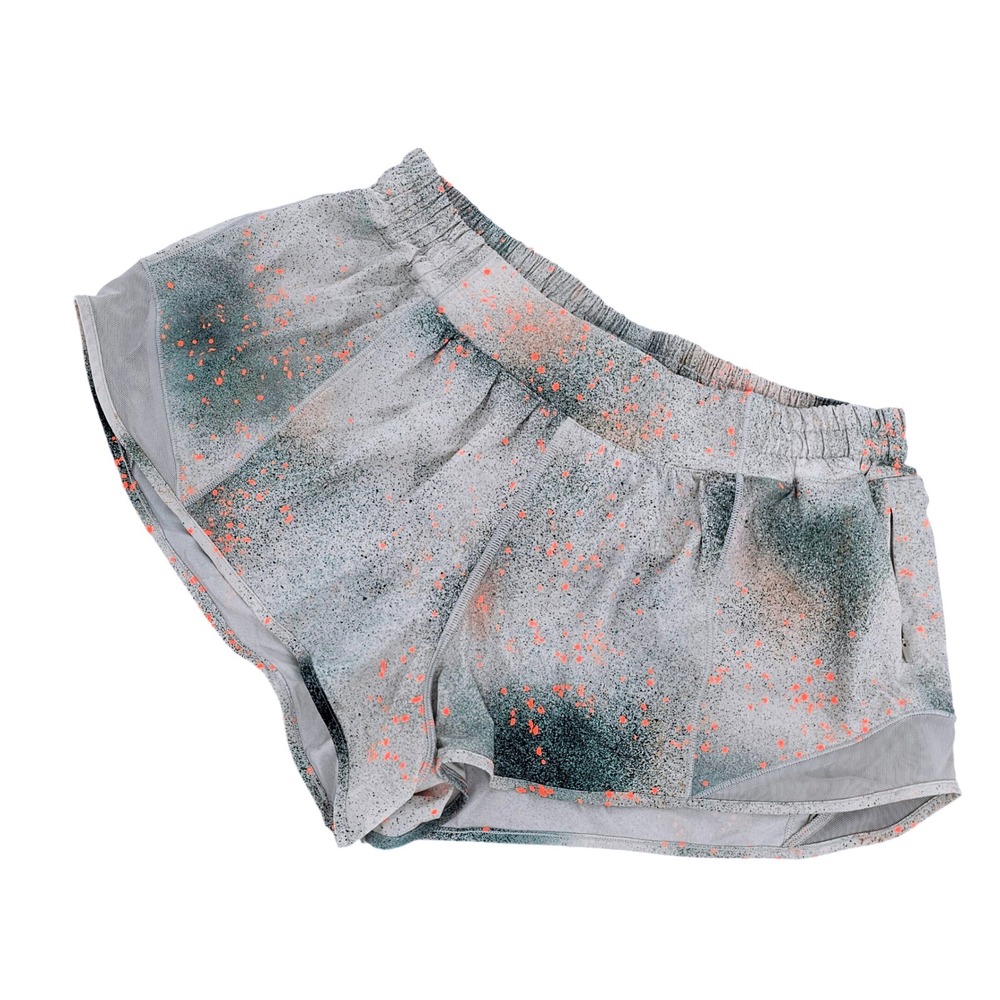 Lululemon Find Your Pace High-Rise Shorts Size 12 Splatter Grey WhiteOrange
